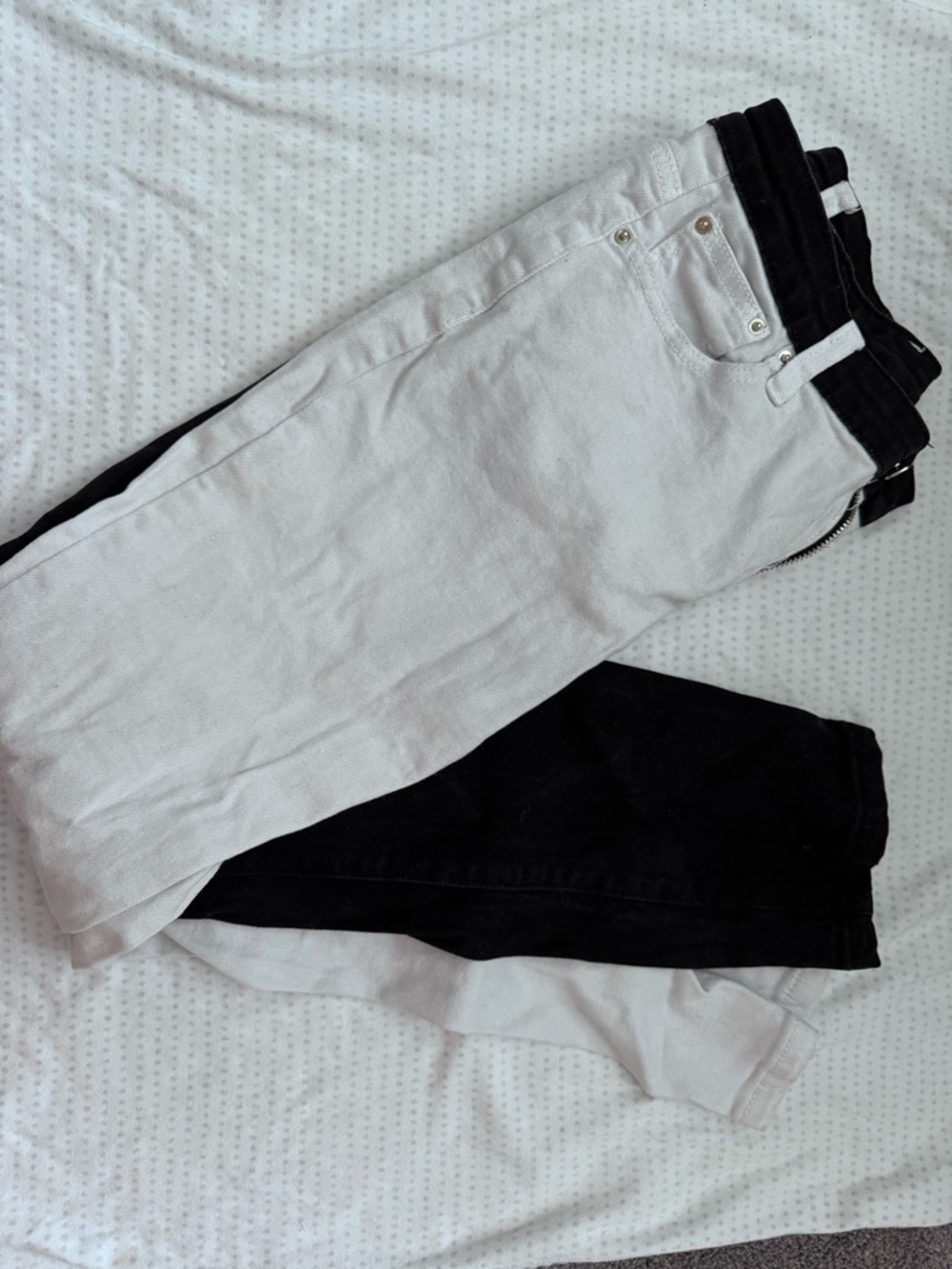 SHEIN Two-Tone High Rise Jeans in Black and White